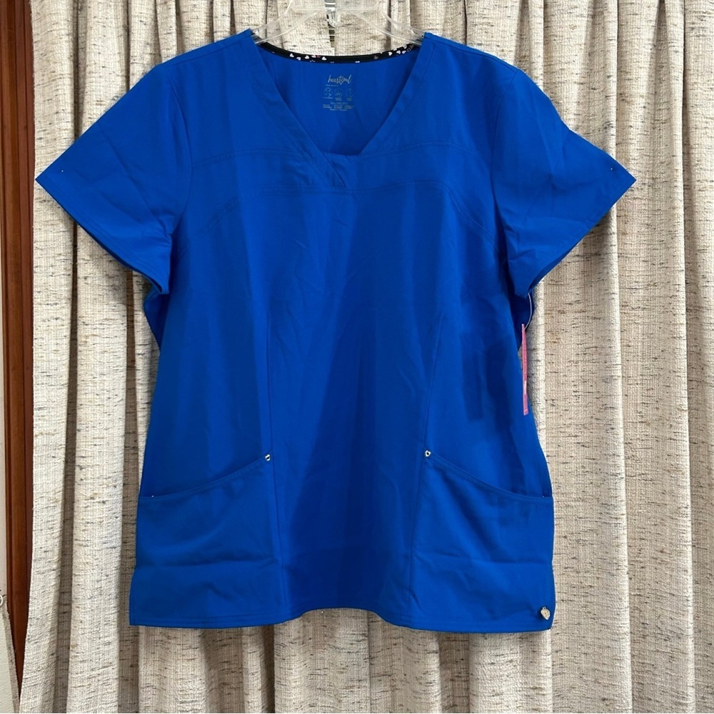 HeartSoul Love Always Serenity Three Pocket Stretch V-Neck Scrub Top - 2XL